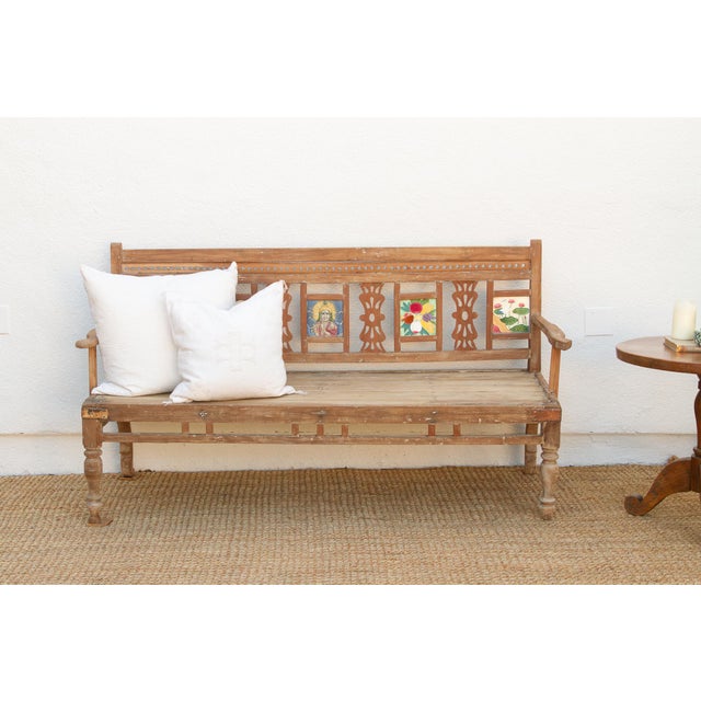 Indian Antique Indian Raj Teak Bench For Sale - Image 3 of 14