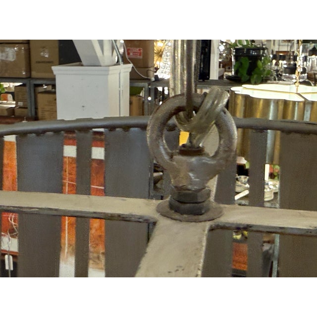 Metal Late 20th Century Rustic Industrial Lattice Drum Chandelier For Sale - Image 7 of 12
