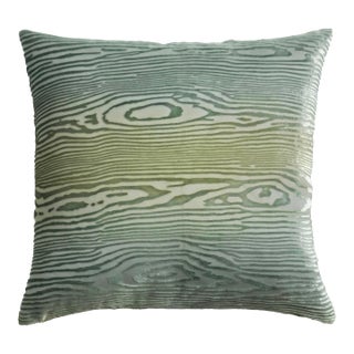 Kevin O'Brien Woodgrain Basil Cut Velvet 24" Pillow For Sale