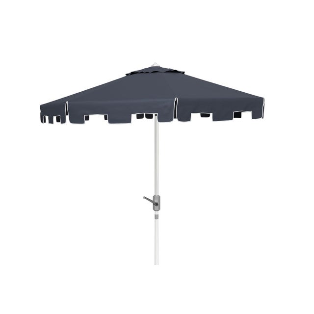 2020s Zimmerman 9 Ft Market Umbrella, Navy & White/Chrome Pole For Sale - Image 5 of 5