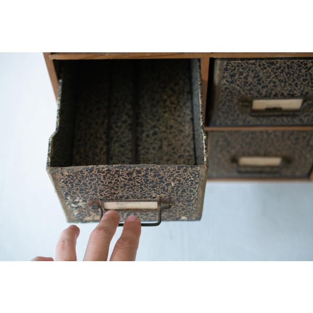 This listing is for a mid-century vintage chest of 6 card catalog drawers. The chest itself is made of solid wood with...