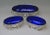 Silver set of three oblong bowls / centrepieces with original cobalt blue glass liners. Art nouveau / made circa 1900-1905...