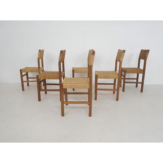 Vintage French Papercord Dining Chairs, 1950s, Set of 6 For Sale - Image 4 of 6