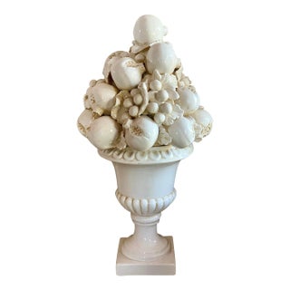 Monumental Vintage Blanc De Chine Ceramic Fruit Topiary in an Urn Base For Sale