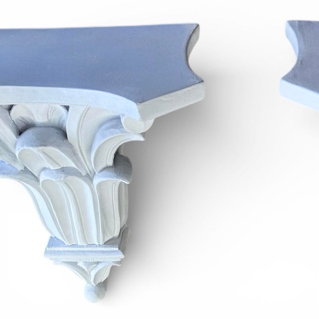 Linen Late 20th Century Plaster Acanthus-Form Wall Brackets - A Pair For Sale - Image 8 of 8