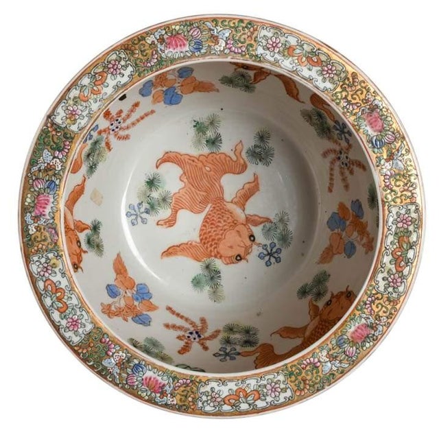 Pair of Chinese Famille Rose Porcelain Fishbowl Planters For Sale In Greensboro - Image 6 of 7