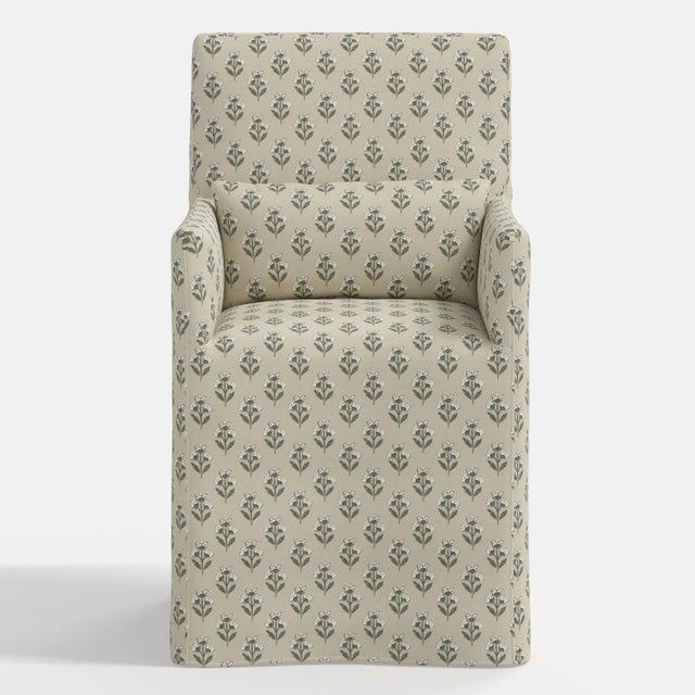 Cloth & Company Stoffer Home x Cloth & Company Lindy Slipcover Dining Arm Chair in Francie Sage For Sale - Image 4 of 7