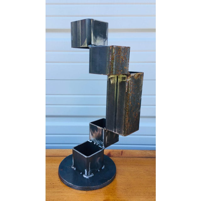 Vintage Abstract Hand Wrought Iron Industrial Modernist Sculpture For Sale In Philadelphia - Image 6 of 10