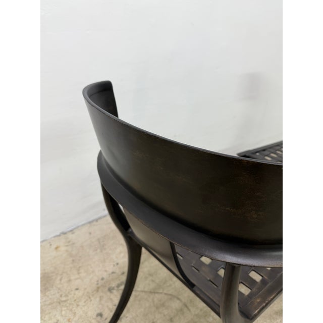 Michael Taylor Bronzed Klismos Garden Chairs With Leather Cushions, 1990s For Sale - Image 15 of 18