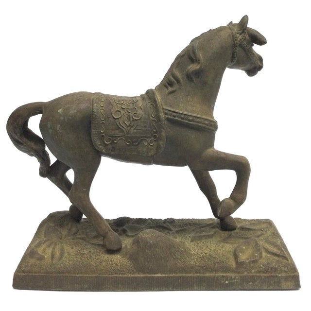 English Antique Bronze Style Horse Sculpture For Sale - Image 3 of 13