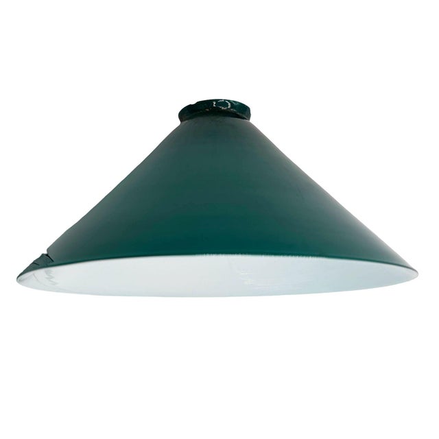1920s Art Deco Banker/Poker Brass Hanging Ceiling Light W/ 10" Green Glass Shade For Sale - Image 13 of 13