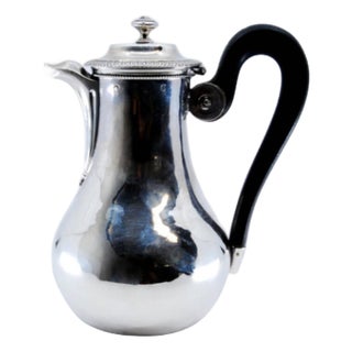 Plain Silver Coffee Pot with Chestnut Wood Handle and Knob on the Lid For Sale