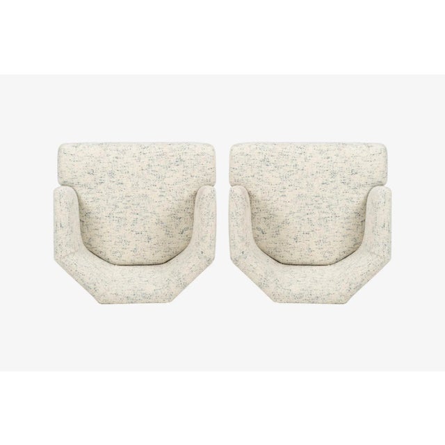 White Pair of Hexagonal Swivel Lounge Chairs Attributed to Harvey Probber For Sale - Image 8 of 12