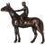 Midcentury Rider on Horse Japanese Cast Metal Bronze Finish Miniature Statue For Sale