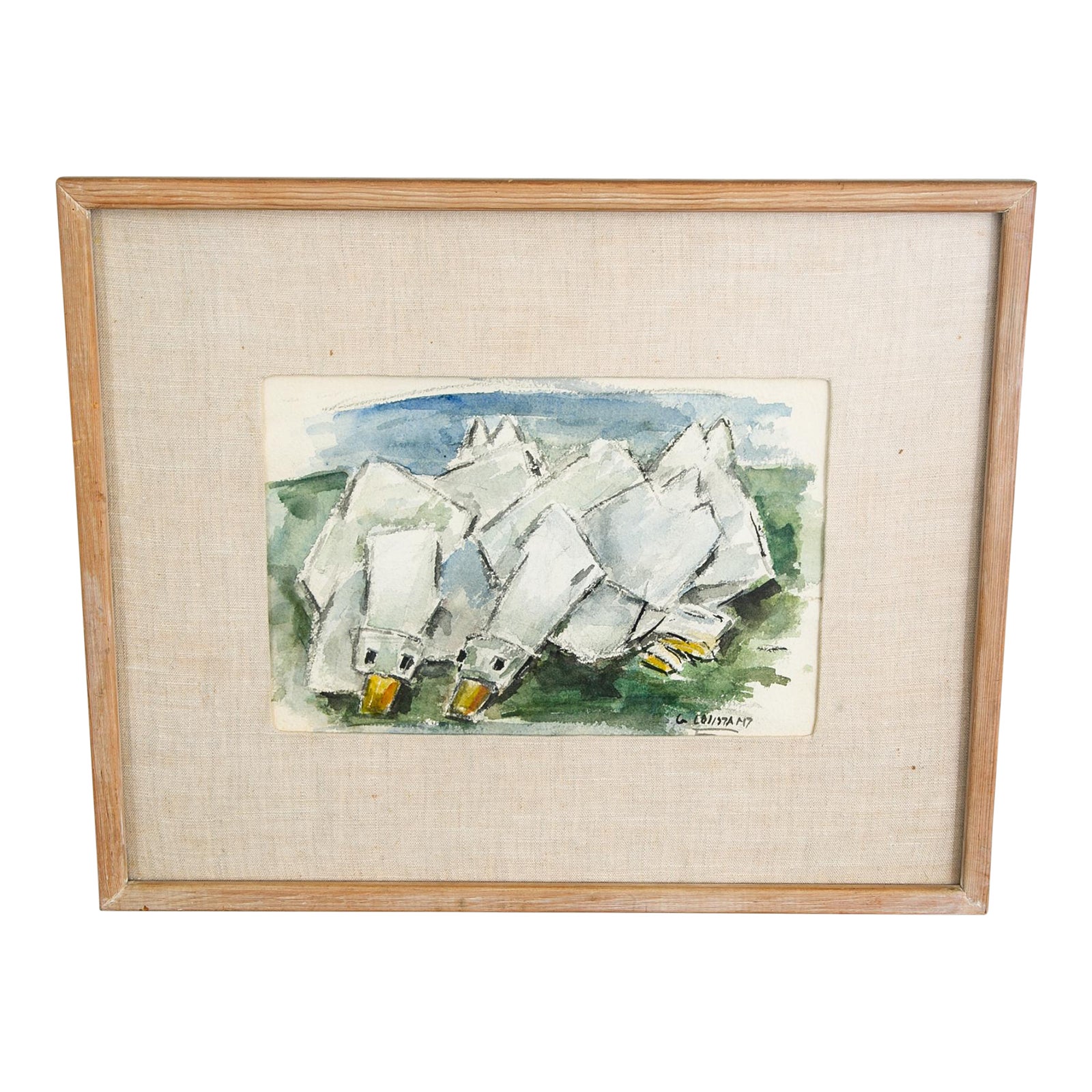 Mid Century Modern Watercolor George Constant Ducks Signed Painting ...