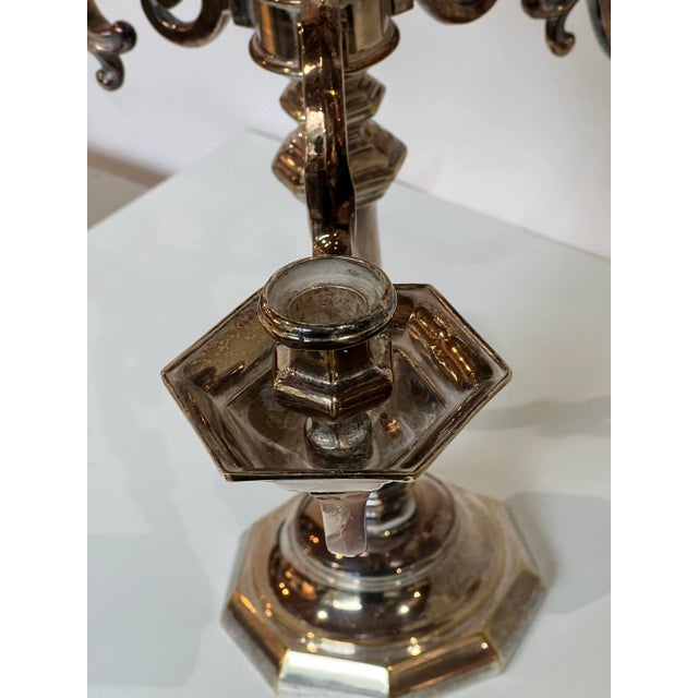 Chrome Majestic Grand Silver Chrome Table Candleabras a Pair For Sale - Image 8 of 12
