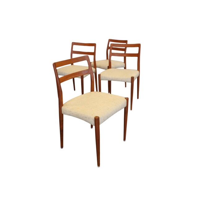 Wood Chairs in Teak and Leather by Henning Kjærnulf for KS Møbler, 1960s, Set of 4 For Sale - Image 7 of 14