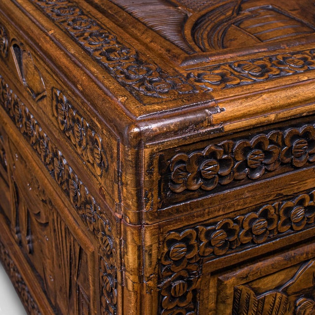 Vintage Art Deco Blanket Chest, Oriental, Camphorwood Linen Trunk, Home Storage For Sale - Image 12 of 12