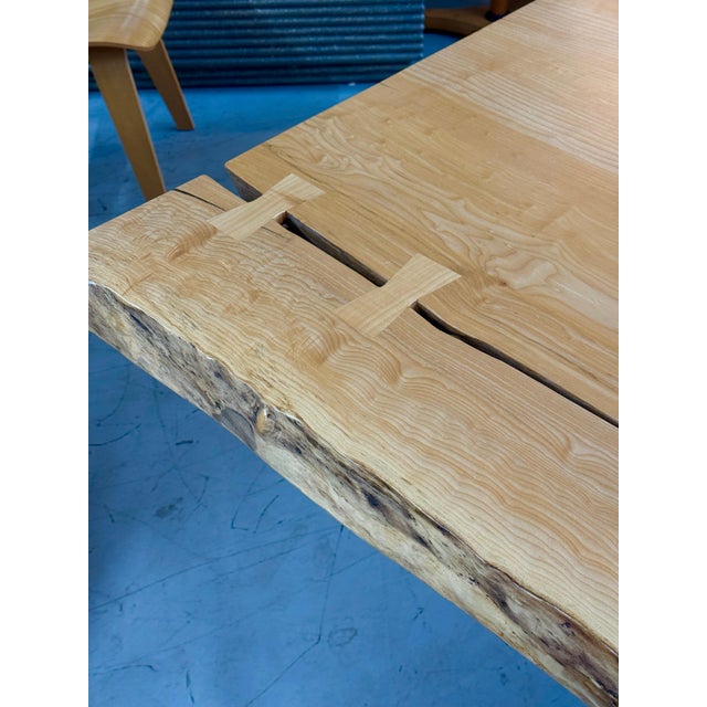 Beautiful English Elm Live Edge Dining Table with Butterflies For Sale - Image 11 of 17