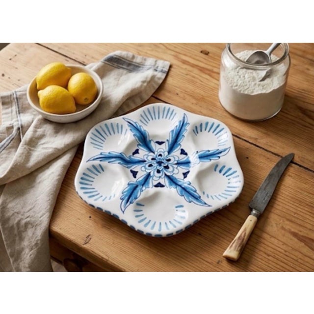 Italian Hand-Painted Ceramic Oyster Plate by Les-Ottomans For Sale - Image 12 of 12