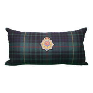 Ralph Lauren Keighley Wool Plaid Large Lumbar Pillow W/ Royal Corps of Transport Gold Bullion Crest (New)