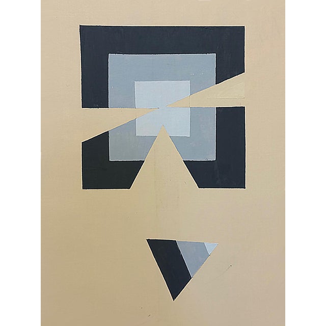 Contemporary Gabe Silverman 1980s Hard Edge Minimalist Painting on Canvas, Newly Reframed For Sale - Image 3 of 6