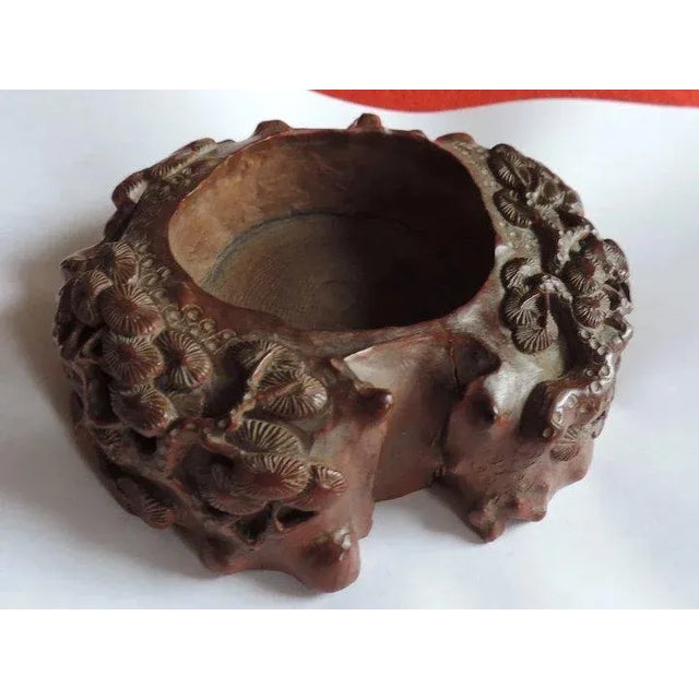 Chinese 18th Century Chinese Carved Wood Scholar's Pine Branch Water Pot Brush Washer For Sale - Image 3 of 11