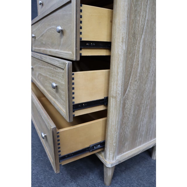 Wood Whitewashed Oak Five-Drawer High Chest For Sale - Image 7 of 9