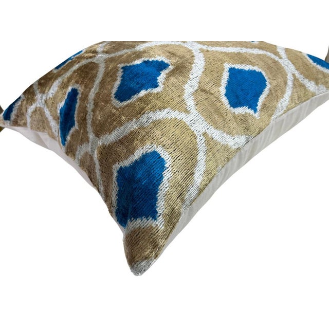 Textile Large Silk Cushion Cover with Ikat Design, 2000s For Sale - Image 7 of 11