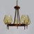 1960s Walnut Hoop Yellow Pebbled Globe 5-Light Bent Brass Chandelier & Sconce Set - 2 Pieces For Sale - Image 9 of 10