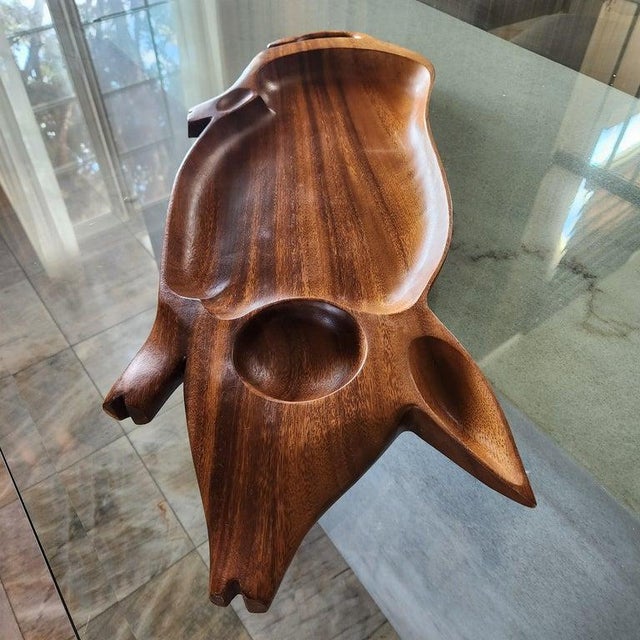Wood 1970s Piggy Party Platter Wood Serving Tray Charcuterie For Sale - Image 7 of 12