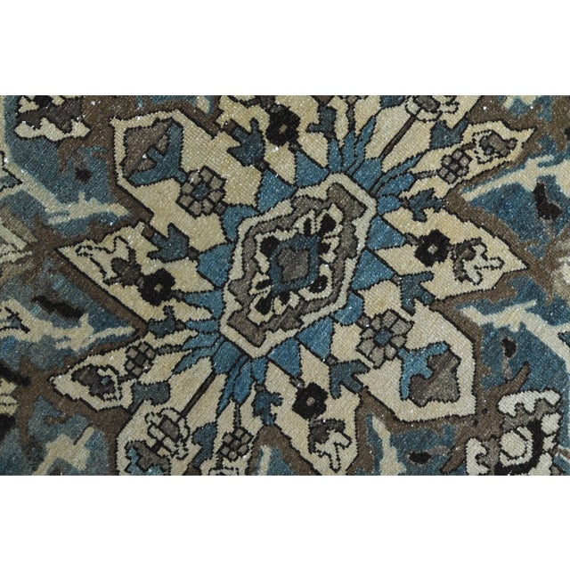 1970s Vintage Persian Handmade Wool Cotton Green Blue Area Rug For Sale - Image 4 of 11