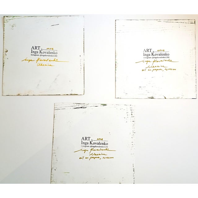 2020s Original Oil Paintings, Songbirds on Gold-Flecked Ground — Set of 3, Signed For Sale - Image 5 of 5
