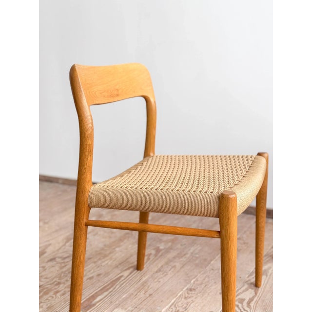 Beige Set of Mid-Century Modern Danish Model 75 Chairs in Oak by Niels O. Møller for J.L. Mollers Møbelfabrik, 1950s For Sale - Image 8 of 18