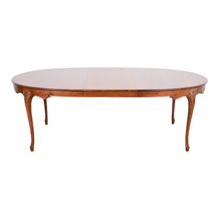 Baker Furniture French Provincial Louis XV Cherry Wood Extension Dining Table, Newly Refinished For Sale