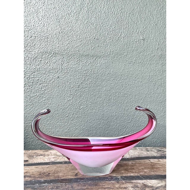 Vintage Italian Art Glass Bowl After Murano For Sale - Image 4 of 12