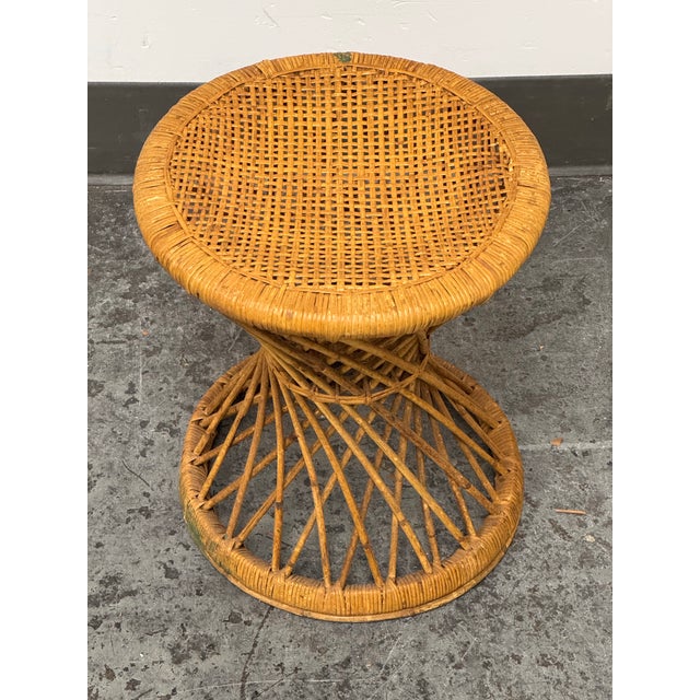 Rattan Hourglass Stool, Vintage For Sale - Image 10 of 12