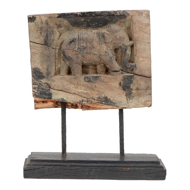 Early 20th Century Antique Wooden Elephant Panel - India For Sale
