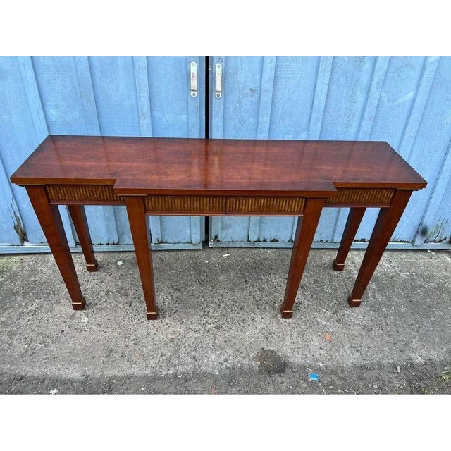 Early 20th century Neoclassical Style Mahogany Inlaid Console Table. Well made, antiqued finish with limed accents, Square...