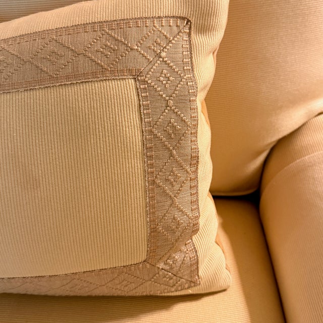 Buttercream Yellow Swivel Lounge Chair With Scalamandré Bullion Fringe-2 Available For Sale - Image 9 of 11