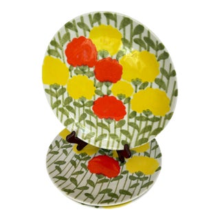 Mid-Century Ernestine Salerno Floral Plates - Set of 4 For Sale