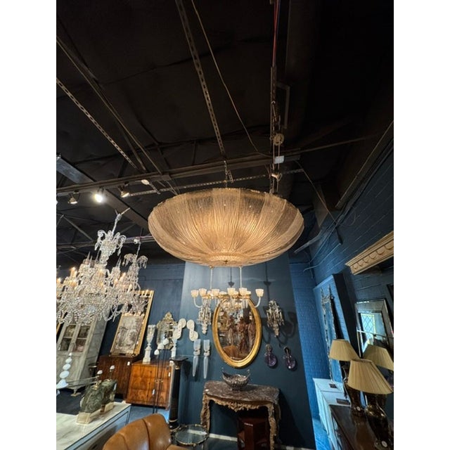 Large Murano Glass 2-Tone Disc Flush Mount Chandelier For Sale - Image 4 of 6