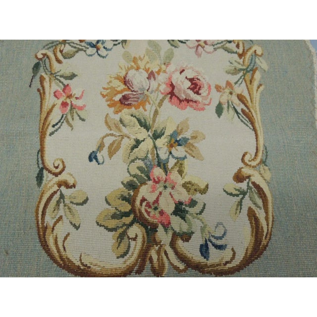 Traditional Vintage Pink and Green Aubusson Tapestry Chair Back Cover For Sale - Image 3 of 4