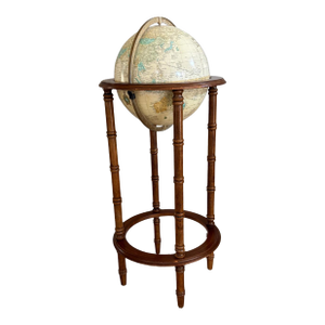Vintage Powell Floor Globe on Wooden Pedestal Stand Traditional Library Decor
