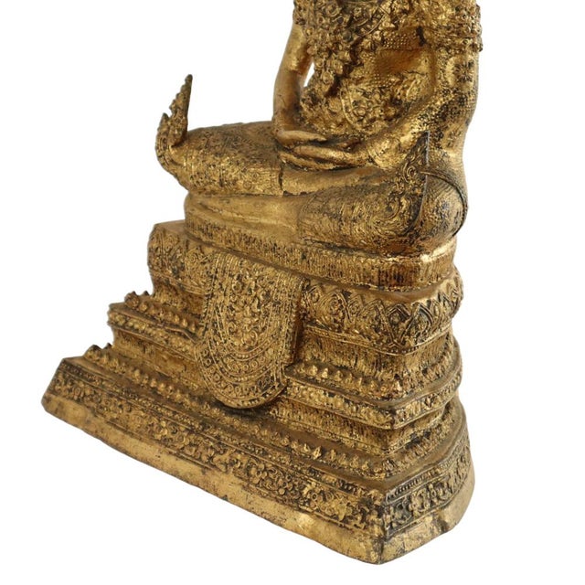 Thai Artist, Large Bronze Buddha, 1800s, Bronze and Gold Leaf For Sale - Image 6 of 12