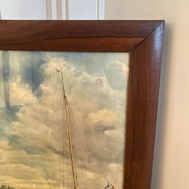 Blue Listed British Artist Bernard Harper Wiles 1883-1966 - Signed Framed Original Watercolor Painting of a Family and a Sailboat on the Water in England For Sale - Image 8 of 12