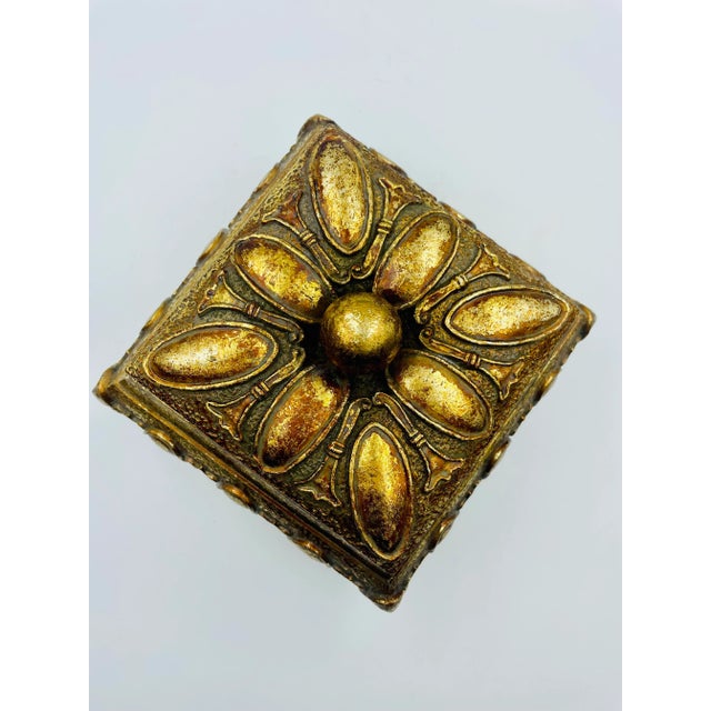 Sculpture Materials Vintage Gold Gilt Clawfoot Treasure Box For Sale - Image 7 of 13