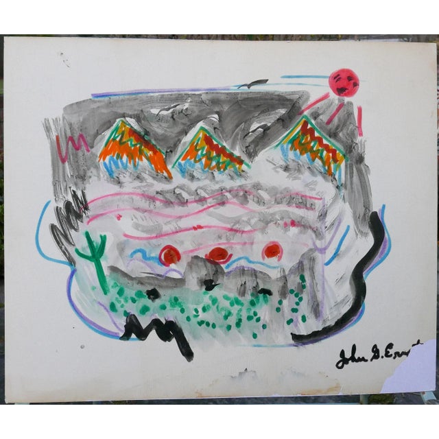 1965 John Ernst Abstract Expressionist Watercolor on Paper Landscape For Sale - Image 4 of 4