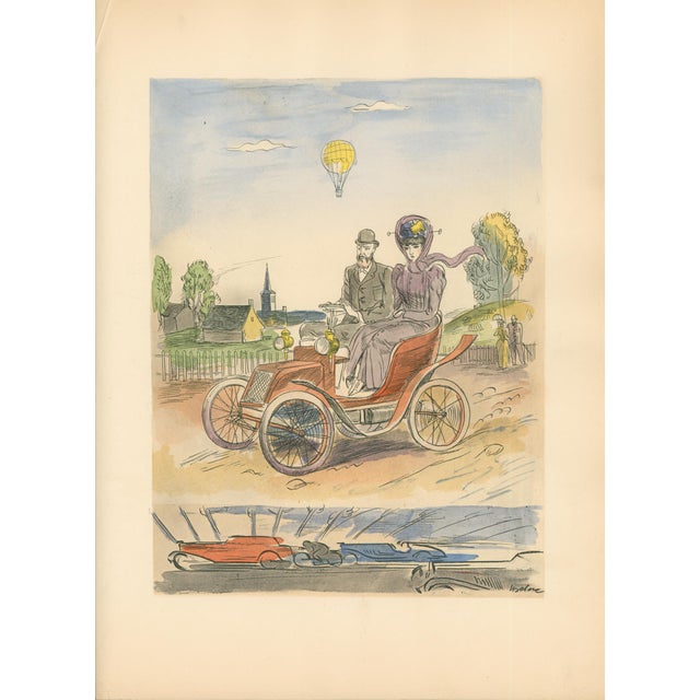 Milivoj Uzelac – Early Motoring – Original Art Deco Pochoir Sporting Print, 1932 For Sale