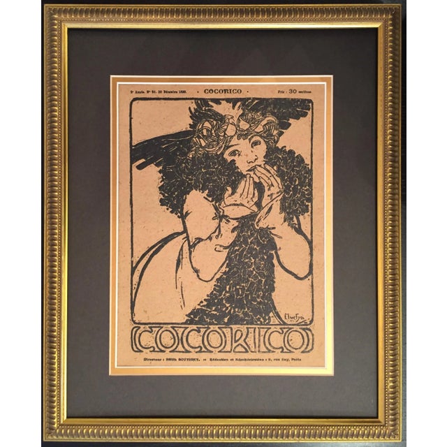 Alphonse Mucha Framed 1899 Original Alphonse Mucha Cocorico Cover For Sale - Image 4 of 5